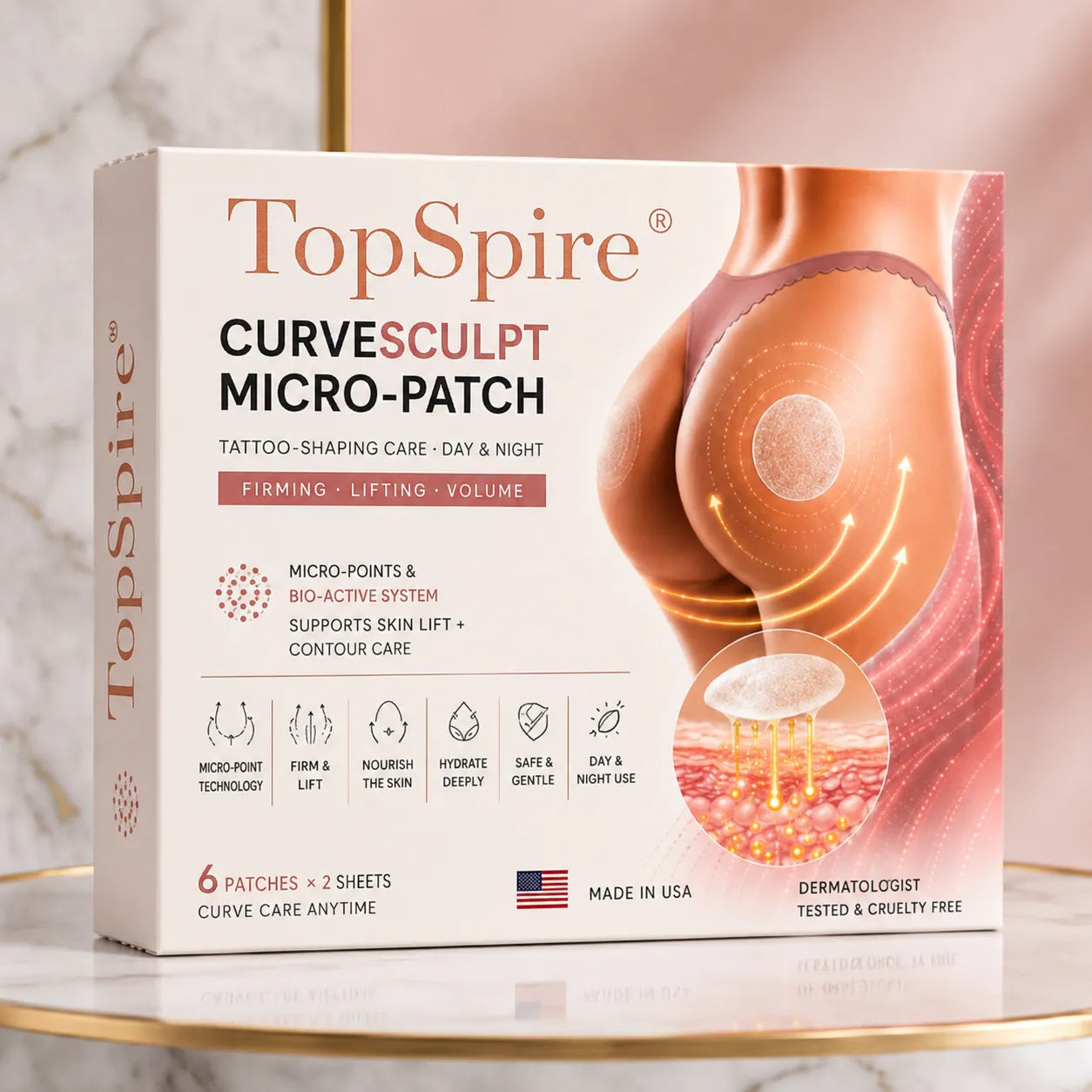 TopSpire® CurveSculpt Micro-Patch ✦ Sculpt • Firm • Smooth Lower Body Curves ✦ Micro-Needle Infusion System