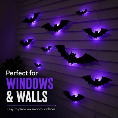 🔥2026 Hot Sale 3D LED Bat Wall Decorations – 12/24/36/48PCS Light-Up Halloween Decor for Walls, Windows & Parties