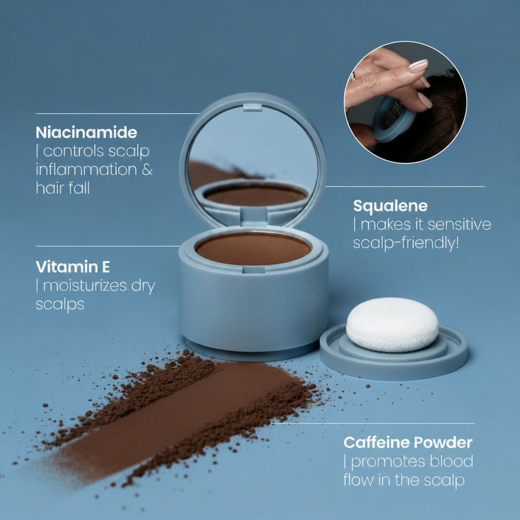 FOLYVEXA Hairline Coverage Powder, Instantly Conceal Grays & Thinning Hair