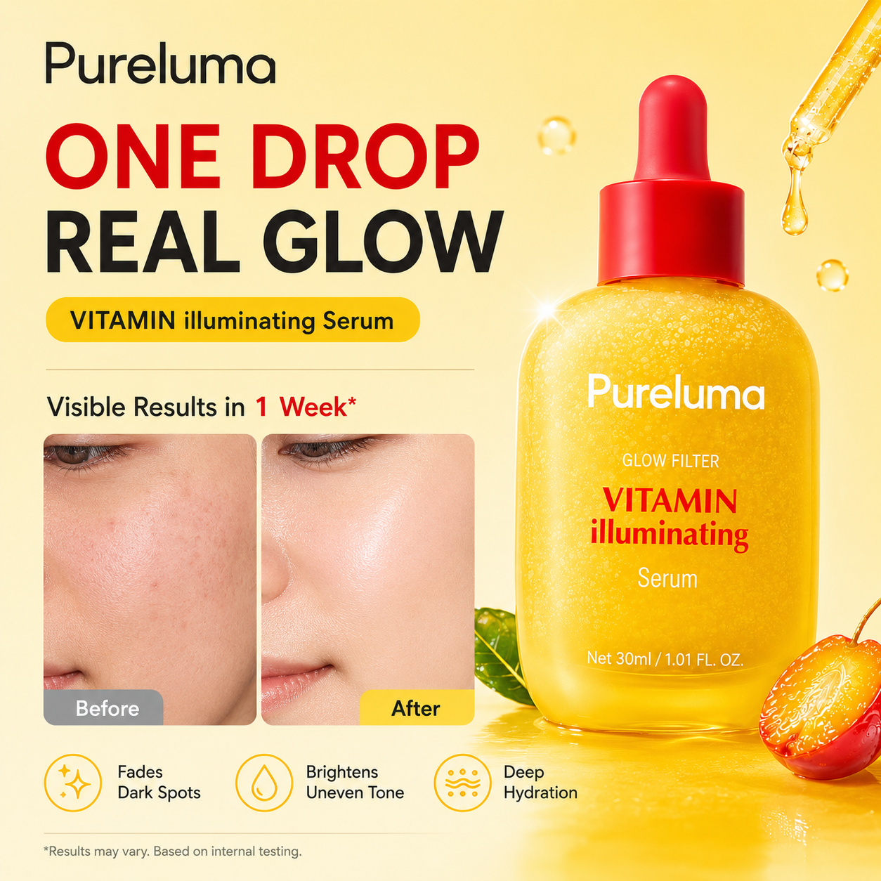 Pureluma Vitamin C,Niacinamide Serum,Brightening & Dark Spot Corrector, Fem Living