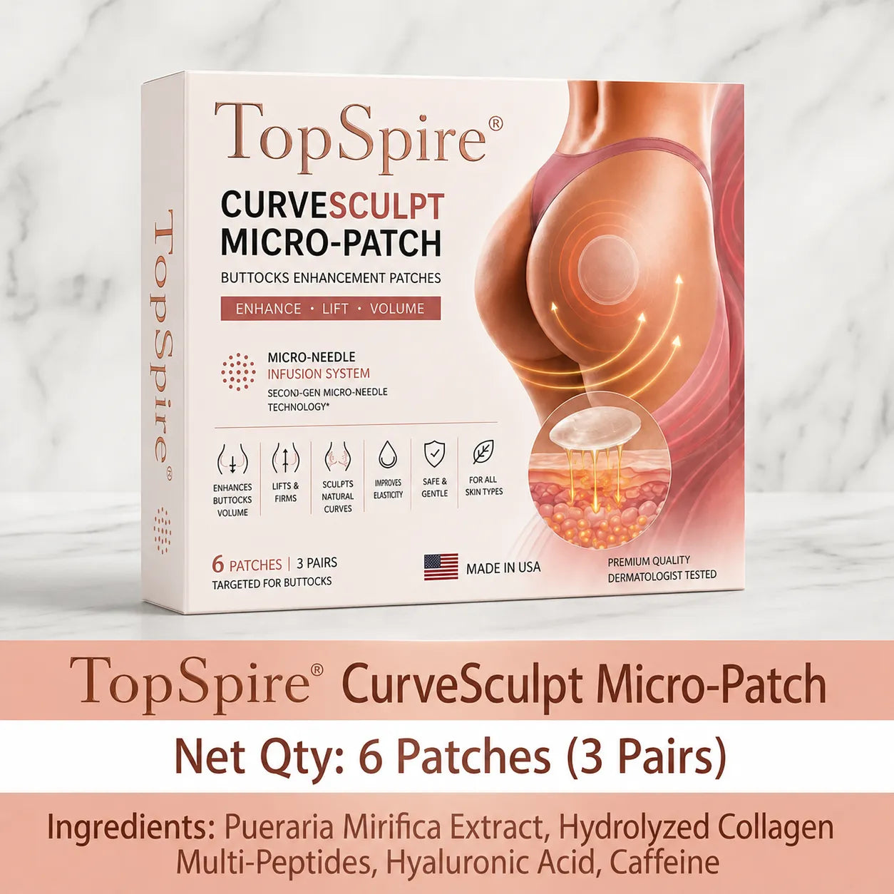 TopSpire® CurveSculpt Micro-Patch ✦ Sculpt • Firm • Smooth Lower Body Curves ✦ Micro-Needle Infusion System