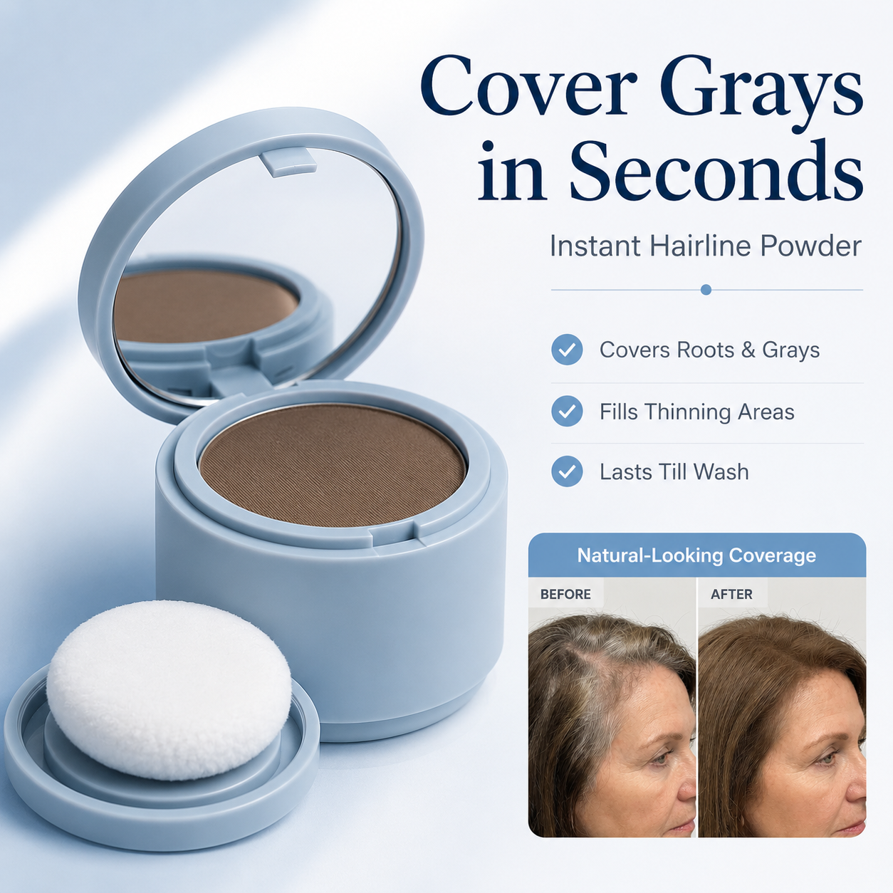 FOLYVEXA Hairline Coverage Powder, Instantly Conceal Grays & Thinning Hair