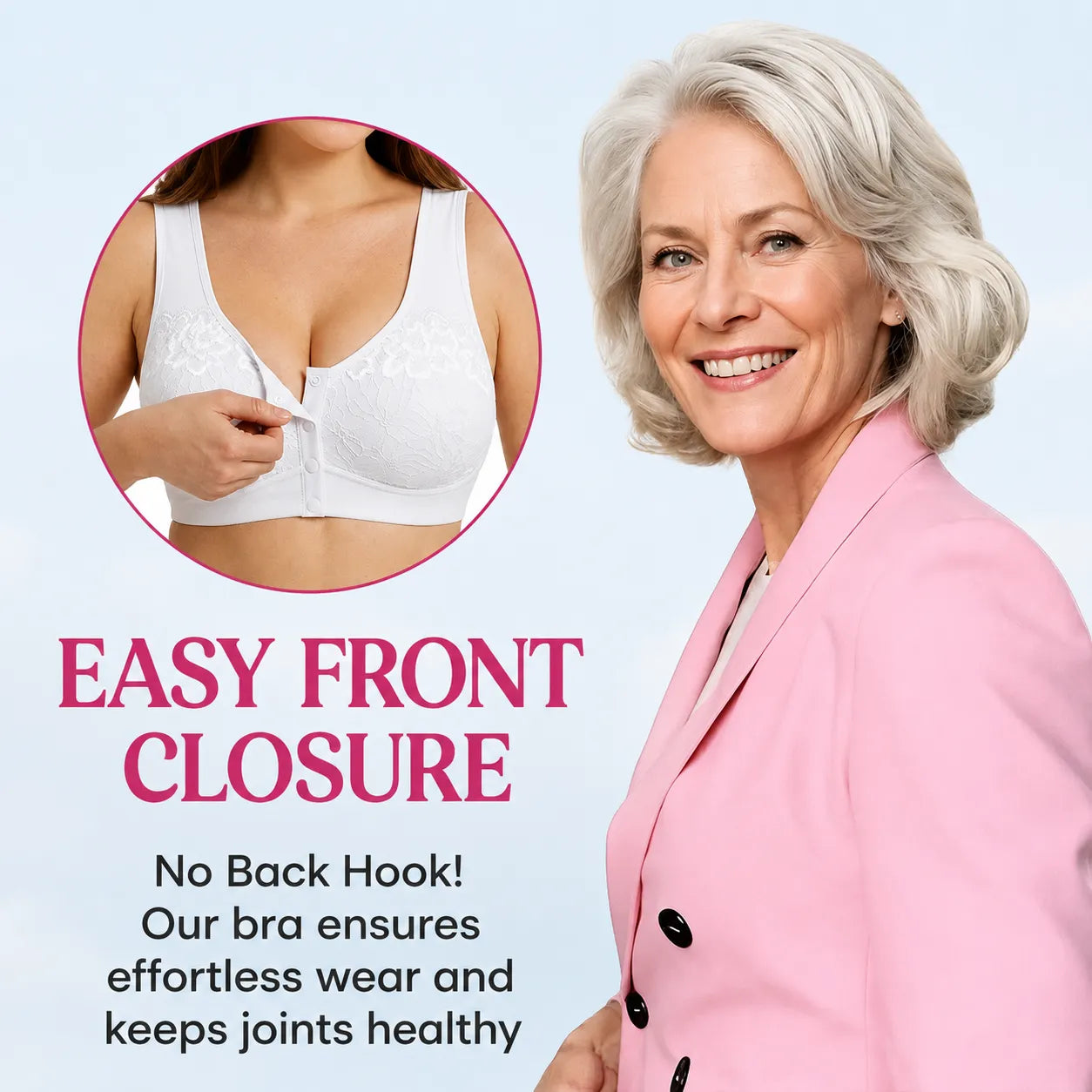 TOPSPIRE - Front Closure Breathable Cotton Lifting Bra for Seniors