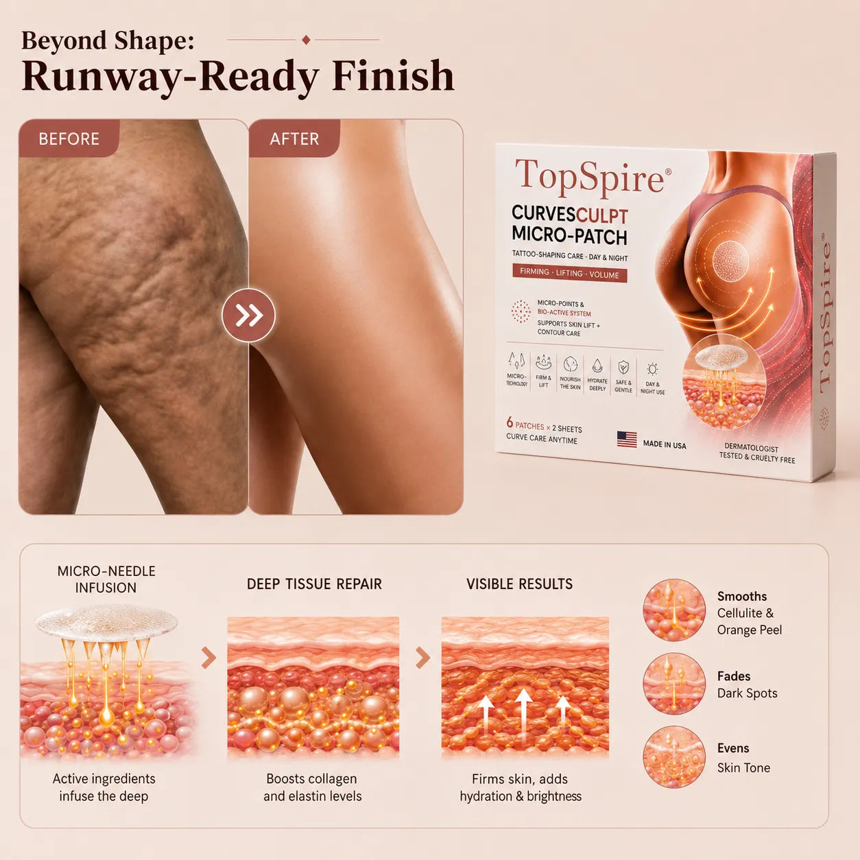 TopSpire® CurveSculpt Micro-Patch ✦ Sculpt • Firm • Smooth Lower Body Curves ✦ Micro-Needle Infusion System
